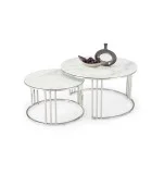 COFFEE TABLES MERCURY 2, SET OF 2 PCS. FRAME - SILVER, GLASS - WHITE MARBLE order